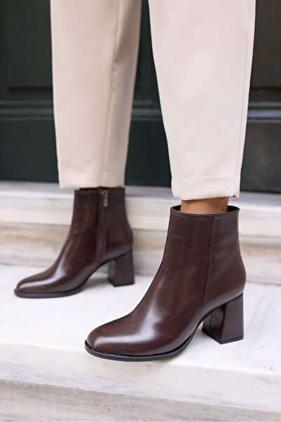 ANGELİNA JONES LOLA KADIN KAHVE KALIN TOPUKLU BOOTİE