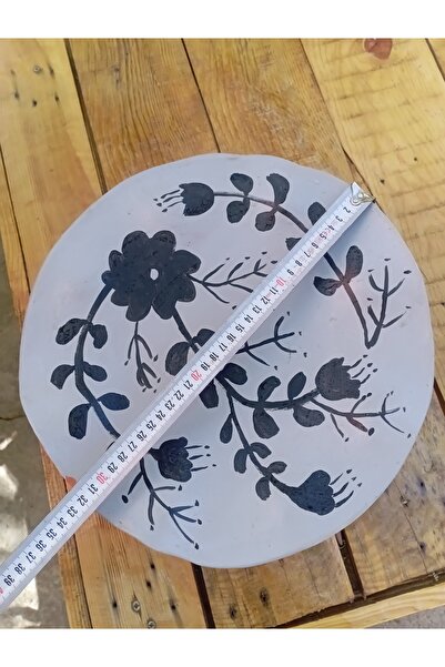 Comlekevi toprak saksı Ayaklı el yapımı motifli toprak meyvelik