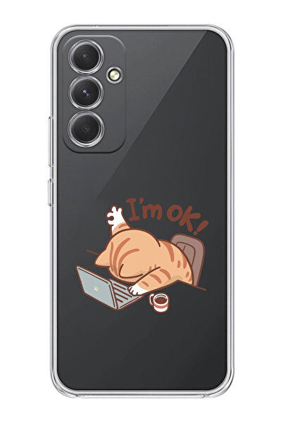 moonset Samsung Galaxy S25 FE Uyumlu Sevimli Kedi Tasarımlı Baskılı Şeffaf Te...