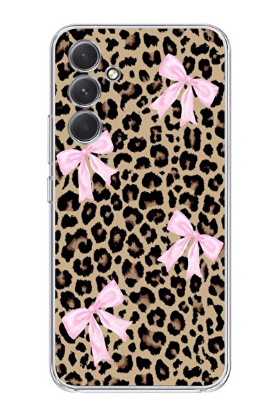 moonset Samsung Galaxy S25 FE Uyumlu Leopar ve Fiyonk Tasarımlı Baskılı Şeffa...