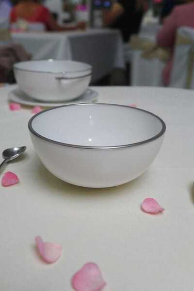 Luminarc Diwali 12 cm Gilded Set of 6 White Bowls Gms