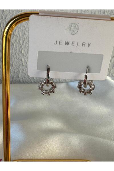 H&S AKSESUAR GÜMÜŞ RENK Mini Zirkon Taşlı Çiçek Küpe