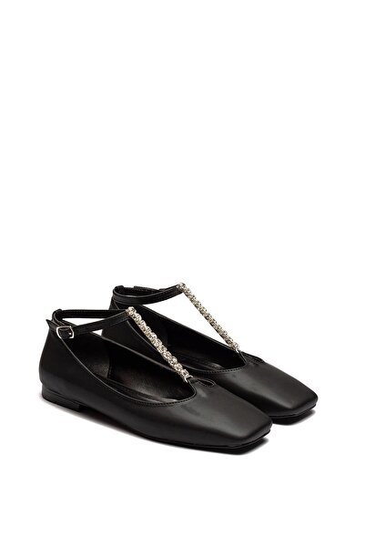 Dedos Pantofi de balerina strălucitori cu cataramă de piatră pentru femei 2205