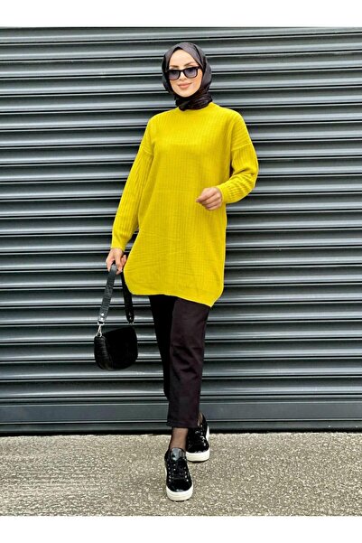 Nergis Neva Butik New Season Crew Neck Self-Striped Knitwear Tunic