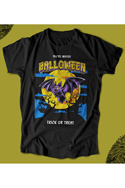BUTSHIRT تي شيرت BU 'هالوين - بات - تريك أور تريت' تي شيرت للجنسين