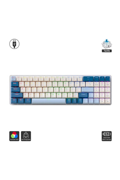 Hietech Oyuncu Klavyesi Gaming Mekanik 78 Tuşlu Rainbow Aydınlatmalı Hot-Swap...