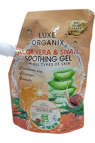 LUXE ORGANIX كيس جل مهدئ من الصبار والحلزون (100 مل)