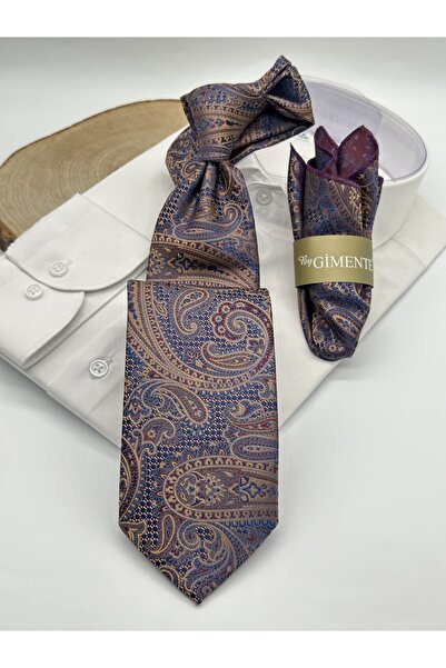 Gutiero ربطة عنق كلاسيكية مع منديل منقوش بالشال الذهبي