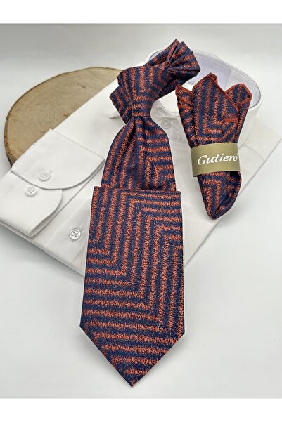 Gutiero Κλασική γραβάτα με πορτοκαλί μοτίβο