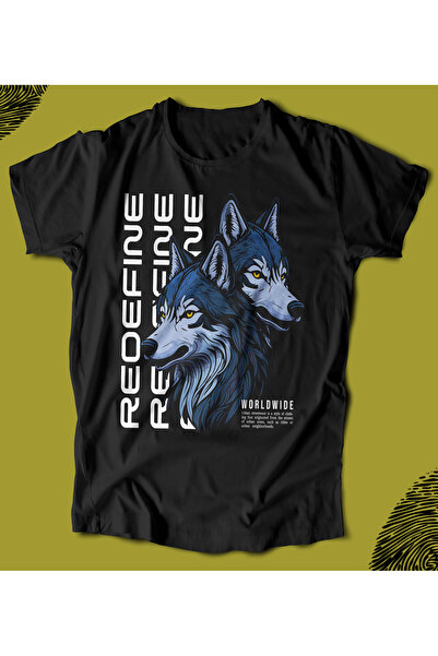 BUTSHIRT تي شيرت BU 'Wolf - Redefine - Kurt' تي شيرت للجنسين ذو مقاس عادي