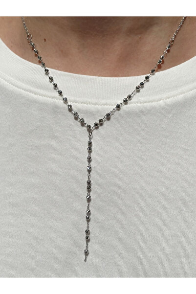 Eylülün Takısı Women's Silver Color Bead Y Necklace