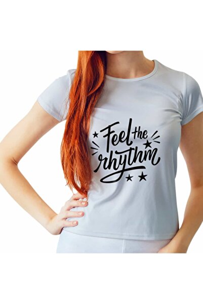 Ada Kostüm Tasarım Tricou alb pentru femei Feel The Rhythm