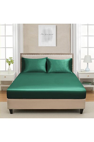 Luofanfei Satin Sheet 200x200cm for Bed - Dark Green