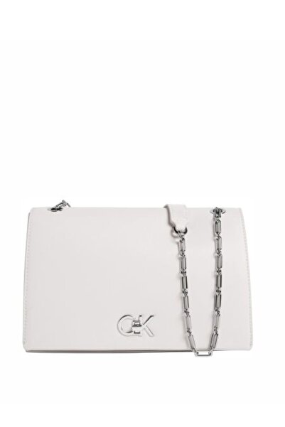 Calvin Klein CK RE-LOCK MEDIUM CHAIN Kadın Beyaz Çanta LV04F3104G-FUP