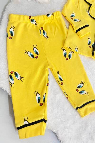 Baby Wings Kız Erkek Unisex Lüx Alt-Üst 2 Parça Desenleri Canlı Pamuklu Pijama Takımı