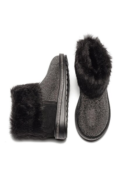 Dedos Kadın Kürklü Taşlı Düz Taban Bot 7000