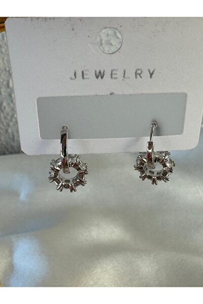 H&S AKSESUAR GÜMÜŞ RENK Mini Zirkon Taşlı Çiçek Küpe