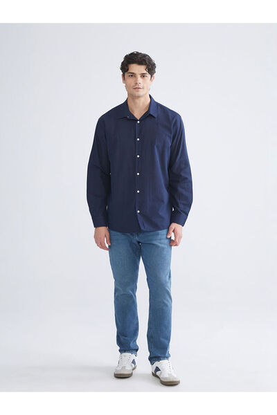 LC Waikiki UZG Store'dan Stilinizi Oluşturun | Regular Fit Uzun Kollu Keten Karışımlı Erkek Gömlek