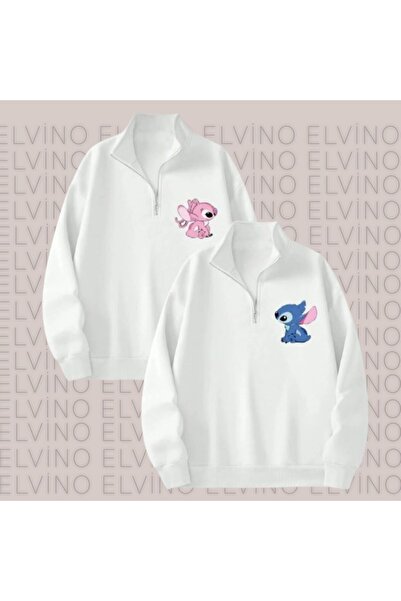 Elvino King-Kueen žene / muškarci - bela KSNUMKS nit Half Zipper Double Sweat...