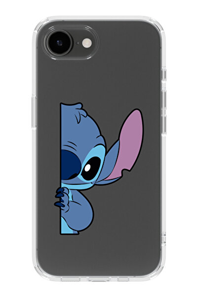 moonset Iphone 16E Uyumlu Stitch Tasarımlı Baskılı Şeffaf Telefon Kılıfı