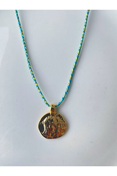 Shepidi قلادة من الذهب على شكل حبل أزرق