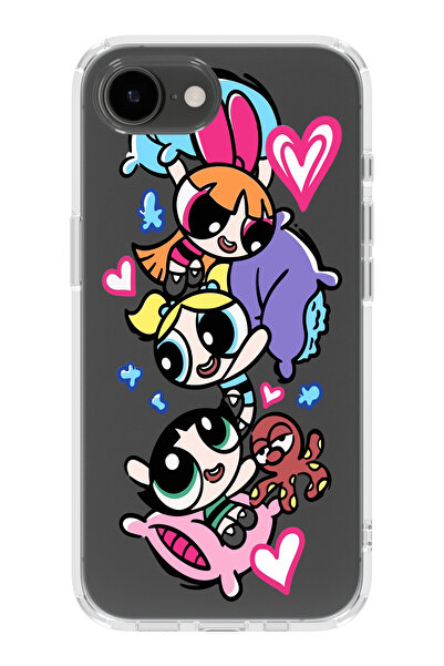 moonset Iphone 16E Uyumlu Powerpuff Girls Tasarımlı Baskılı Şeffaf Telefon Kı...