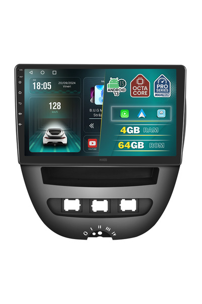 MaxTech Navigatie Peugeot 107, Citroen C1, Toyota Aygo ( 2005 - 2014 ) dedicata, 4 GB Ram 64 GB Rom OctaCore