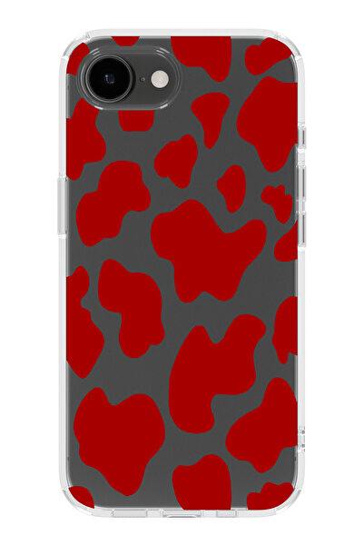 moonset Iphone 16E Uyumlu İnek Desen Tasarımlı Baskılı Şeffaf Telefon Kılıfı