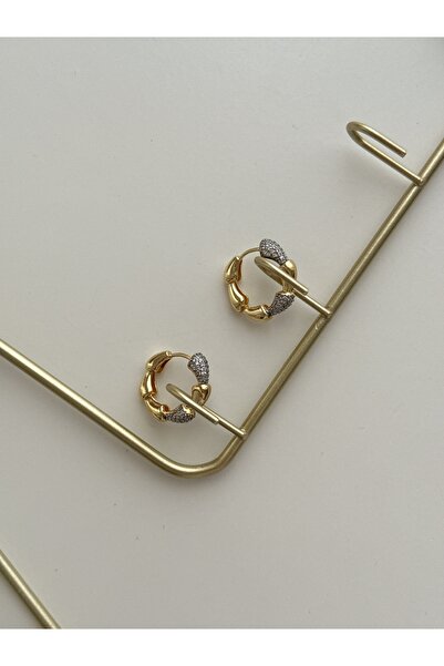 YOUES JEWELRY 316l Çelik 14 K Renk MİX Lüx Çift Renk Gold Silver VIP Seri Premium Kadın Küpe Minimal Küpe