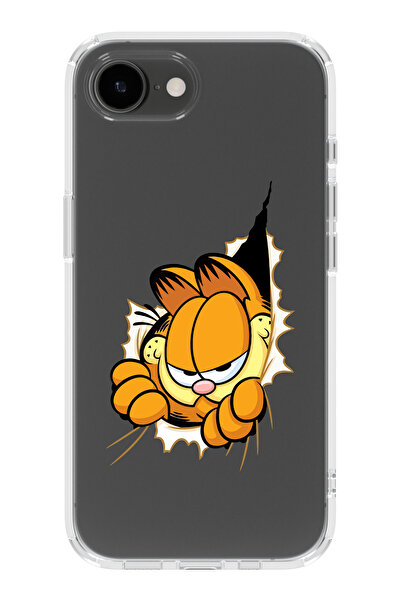 moonset Iphone 16E Uyumlu Garfield Tasarımlı Baskılı Şeffaf Telefon Kılıfı