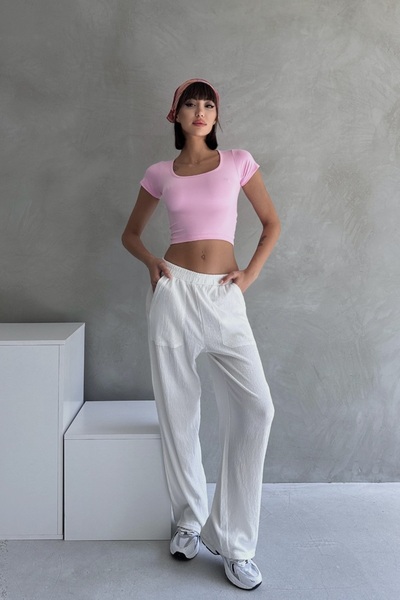 New Now Modal Fabric Oval Neck Half Sleeve Slim Fit Basic Women's Body Crop Blouse