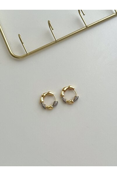 YOUES JEWELRY 316l Çelik 14 K Renk MİX Lüx Çift Renk Gold Silver VIP Seri Premium Kadın Küpe Minimal Küpe