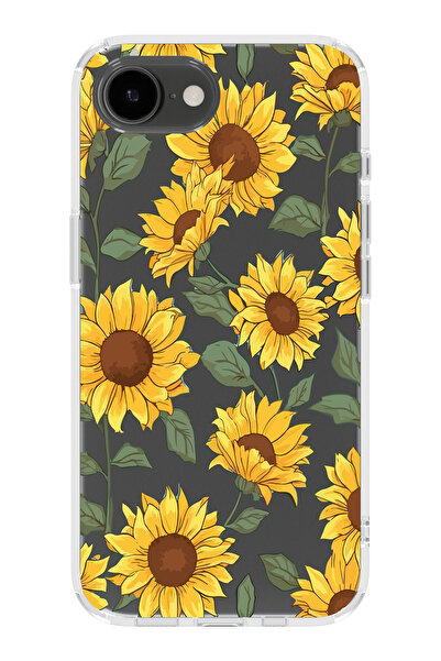 moonset Iphone 16E Uyumlu Ay Çiçeği Tasarımlı Baskılı Şeffaf Telefon Kılıfı