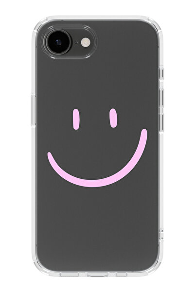 moonset Iphone 16E Uyumlu Gülen Yüz Tasarımlı Baskılı Şeffaf Telefon Kılıfı