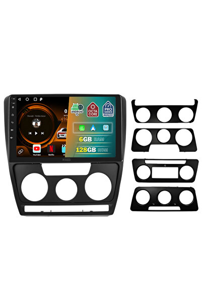 MaxTech Navigatie Skoda Octavia 2 pre-facelift (2004-2008) dedicata, 6 GB Ram 128 GB Rom OctaCore, Carplay