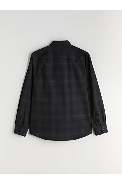 LC Waikiki LCWAIKIKI Classic Yeşil Regular Fit Uzun Kollu Ekose Gabardin Erkek Gömlek