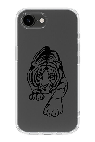 moonset Iphone 16E Uyumlu Kaplan Tasarımlı Baskılı Şeffaf Telefon Kılıfı