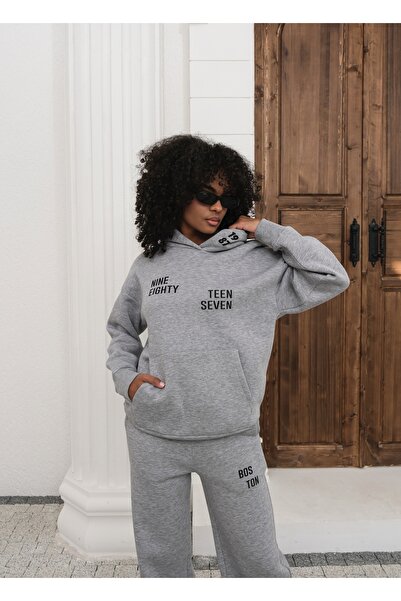 OUZ 3 Thread Hoodie Tracksuit Set Printed