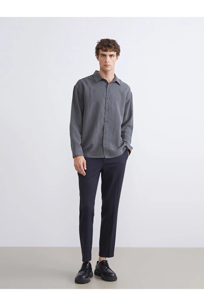 LC Waikiki Ανδρικό πουκάμισο με μακρύ μανίκι Dobby LCW Vision Green Regular Fit