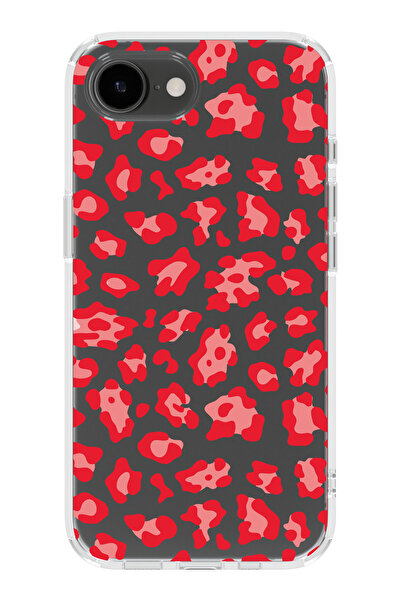 moonset Iphone 16E Uyumlu Leopar Desen Tasarımlı Baskılı Şeffaf Telefon Kılıfı