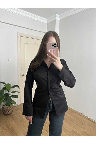 Souwe Siyah İp Bağlamalı Gömlek