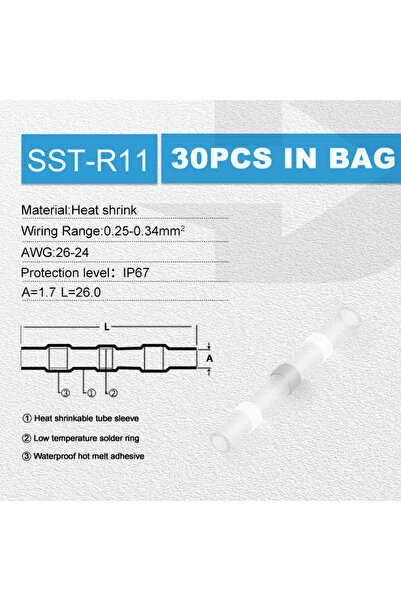 choice2 30 قطعة من أنابيب الانكماش الحراري البيضاء، حلقات لحام طرفية عازلة، م...