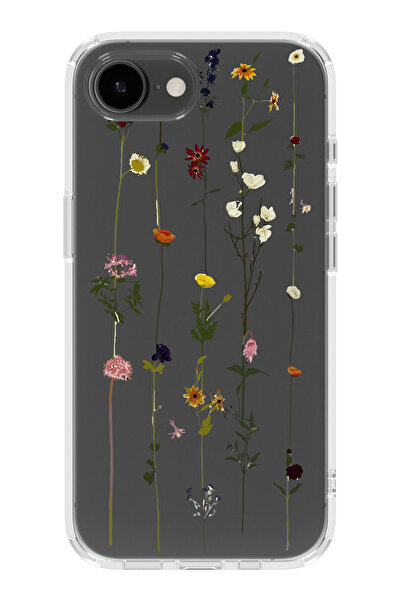 moonset Iphone 16E Uyumlu Çiçekler Tasarımlı Baskılı Şeffaf Telefon Kılıfı