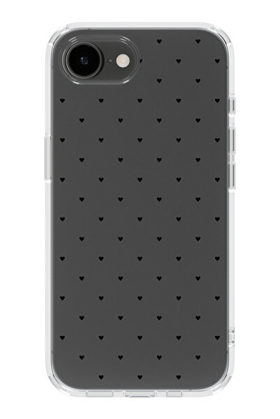 moonset Iphone 16E Uyumlu Minik Kalpler Tasarımlı Baskılı Şeffaf Telefon Kılıfı