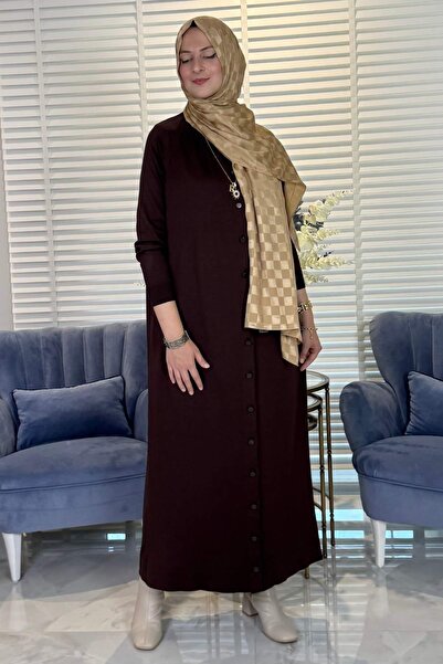 Rabia Şamlı Ferace Knitwear Cardigan Bitter Brown