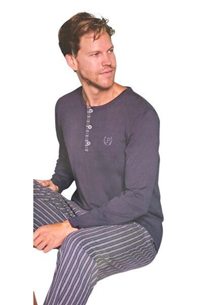 ROYAM Ανδρικό σετ πιτζάμες με μακρυμάνικο εποχιακό μακρυμάνικο πιτζάμα 100% β...