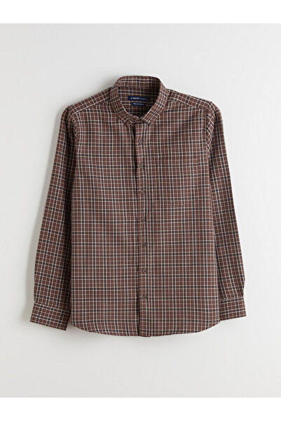 LC Waikiki Cămașă pentru bărbați din gabardină în carouri cu mânecă lungă, cu...