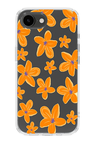 moonset Iphone 16E Uyumlu Çiçek Tasarımlı Baskılı Şeffaf Telefon Kılıfı