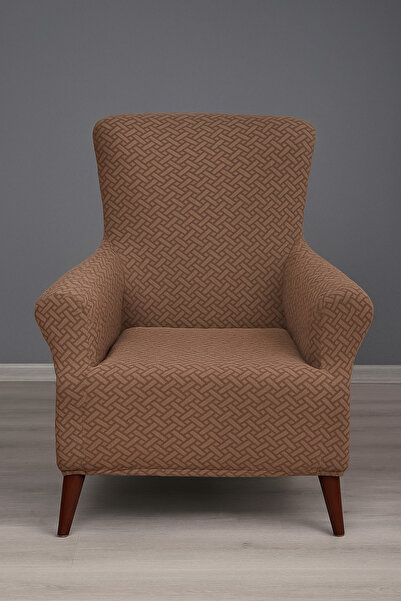 köklem Jakarlı Hasır Desen Koltuk Örtüsü Lastikli Likra Kumaş Esnekli Tekli(b...