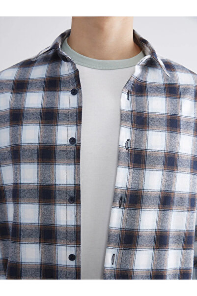 LC Waikiki XSIDE Коричнева сорочка з довгими рукавами Regular Fit для чоловіків у клітинку